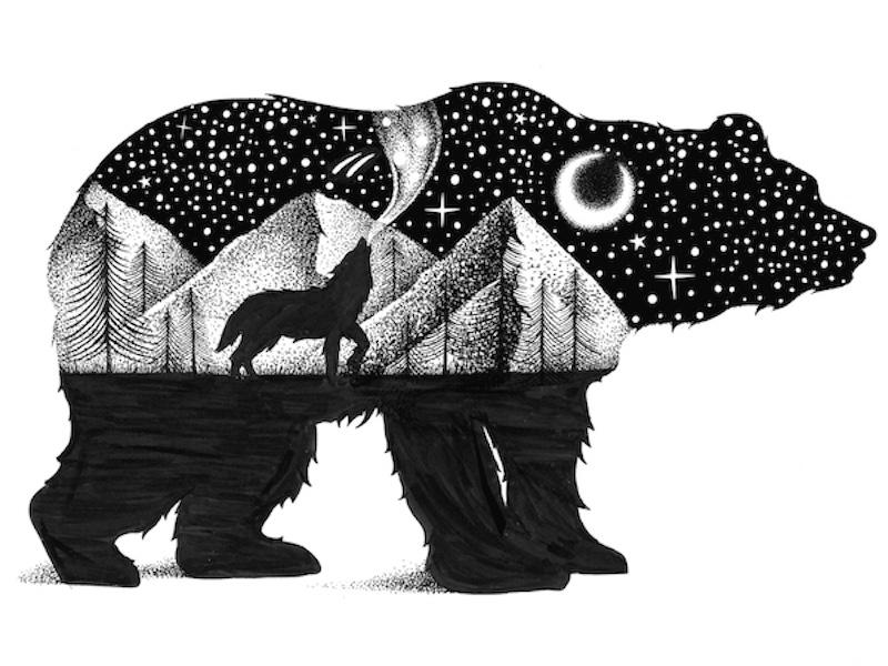 Bear & Wolf Sticker