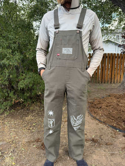 Hand Printed Linocut Overalls