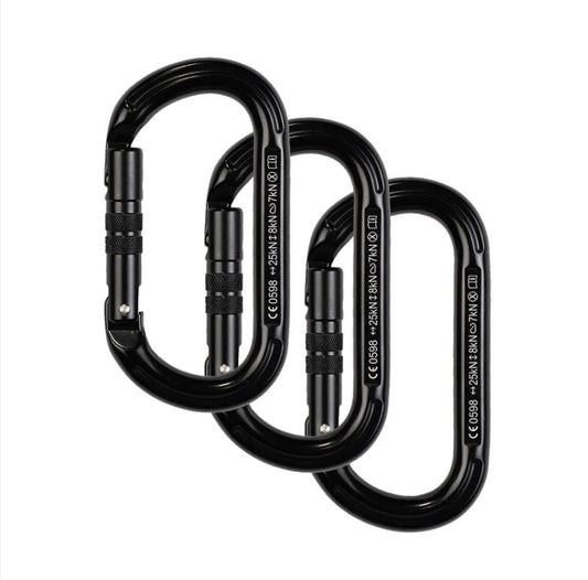 Oval K Carabiner 3 Pack - Black