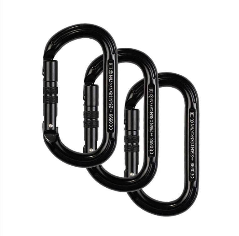 Oval K Carabiner 3 Pack - Black