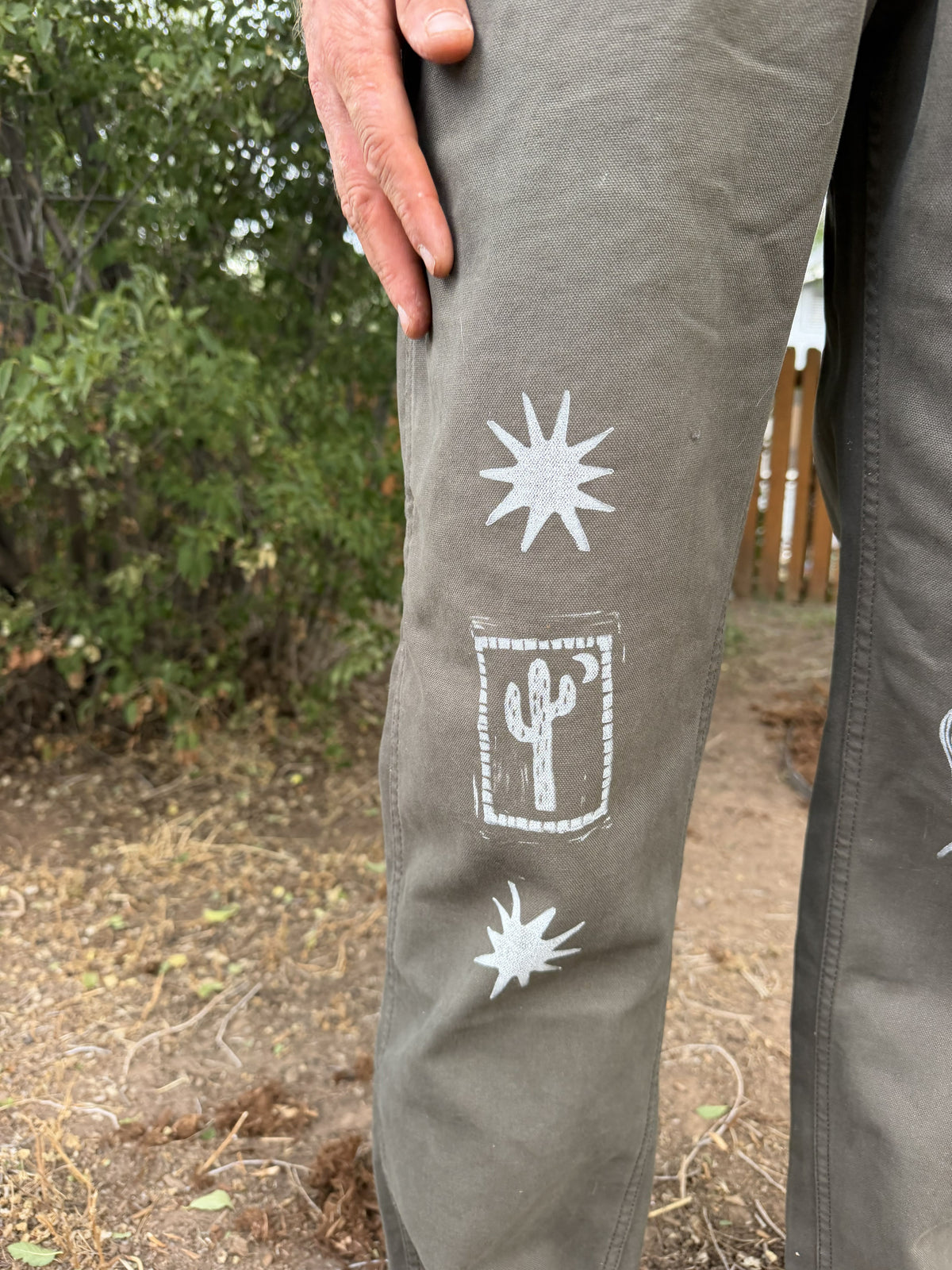 Hand Printed Linocut Overalls