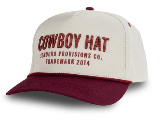 Cowboy Hat - Cream/Maroon