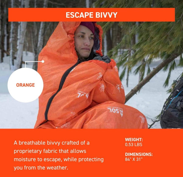 SOL Escape Bivvy with Hood - Orange - Durango Outdoor Exchange