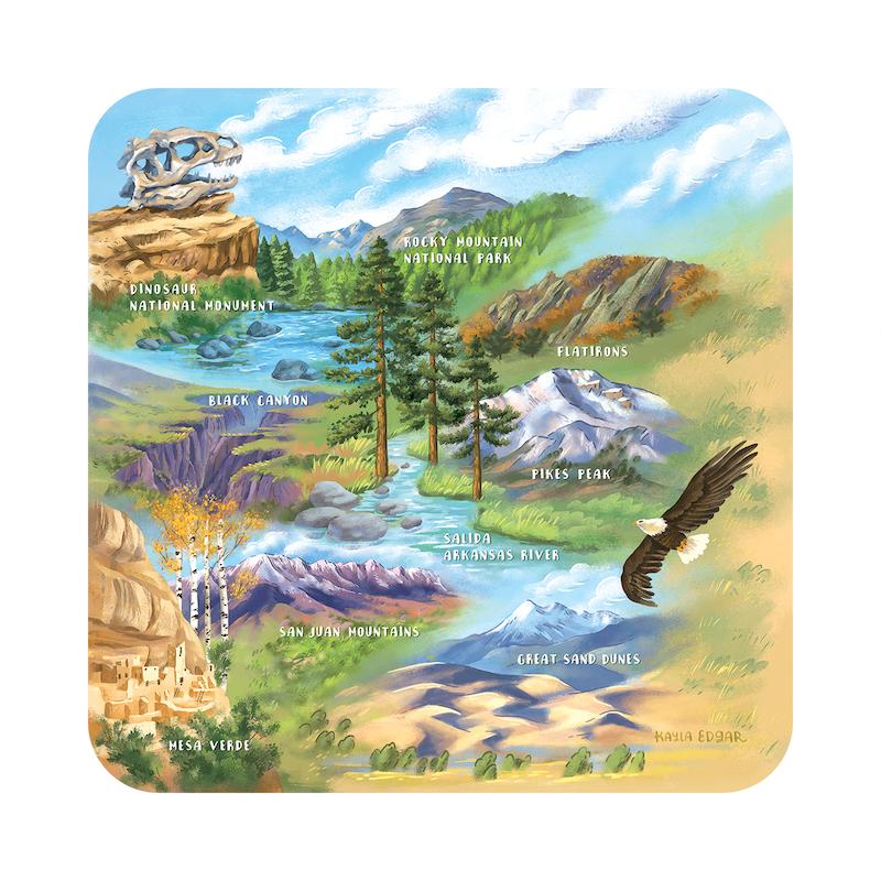 Colorado Landmark Map Sticker
